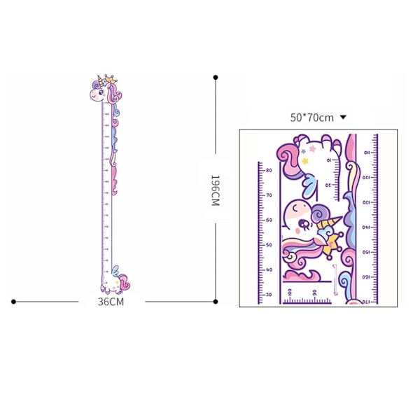 Mäta Växande Längd Väggdekal Tillväxt Diagram Väggdekal - Rainbow Horse multifärg