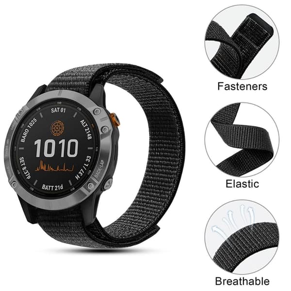 Klokkerem for Garmin Fenix 6 / Galaxy Watch 3 osv. Black