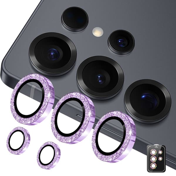 För Samsung Galaxy S26 Ultra Glittrande Kameralinskydd Lila