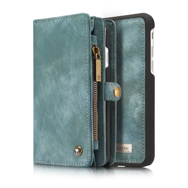 CASEME iPhone 7/8 Plus Retro Split läder plånboksfodral Blue