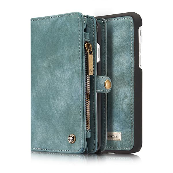 CASEME iPhone 7/8 Plus Retro Split lær lommebokveske Blue