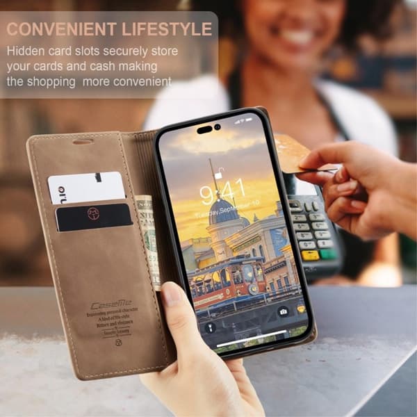 CASEME Lommebok - deksel iPhone 14 Pro Max - Lysebrun Brown