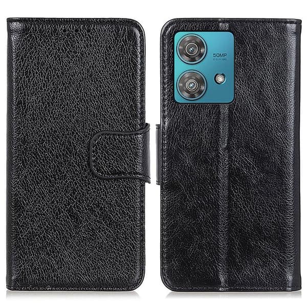 Nappa Texture Split Lompakon Telineen kansi Motorola Moto G84 - Musta Black