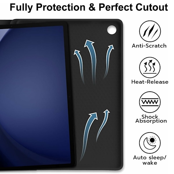 För Samsung Galaxy Tab A9+ Split Bluetooth-tangentbord Läderfodral + Dubbel-lägesmus Set - Svart US Layout Svart