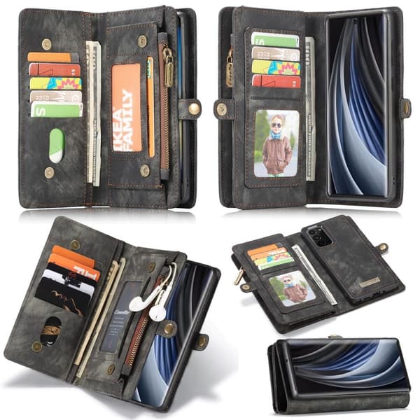 CASEME Samsung Galaxy Note 20 Retro Lær Lommebok - cover Grey
