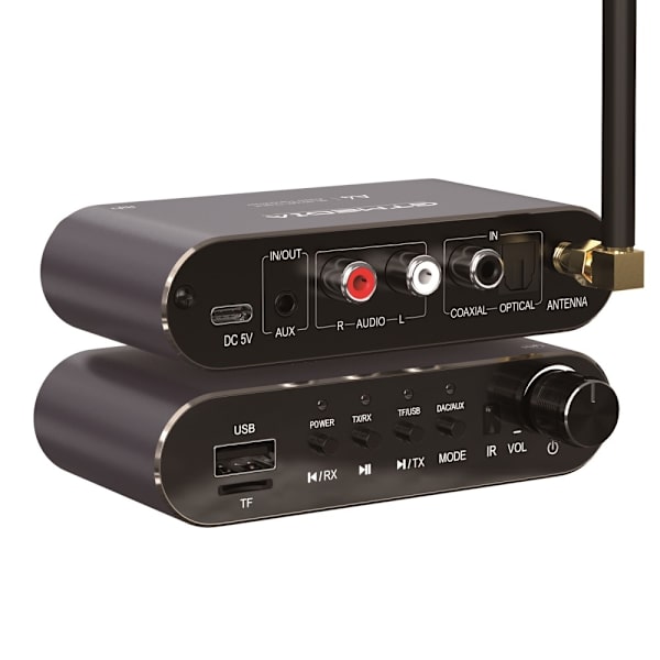 6-i-1 Bluetooth 5.1 lydadapter RX/TX-tilstande USB TF-kort IR-fjernbetjening Black