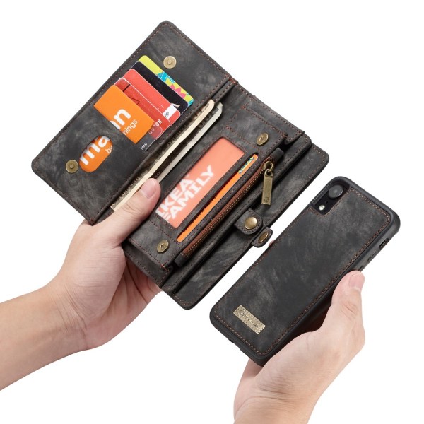 CASEME iPhone XR Retro Split läder plånboksfodral - Grå grå