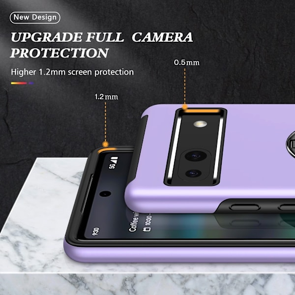 Google Pixel 8a sormenrengasjalustan hybridikotelo Purple