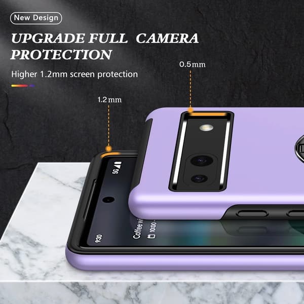Til Google Pixel 8a Fingerring Kickstand Hybrid Taske Purple