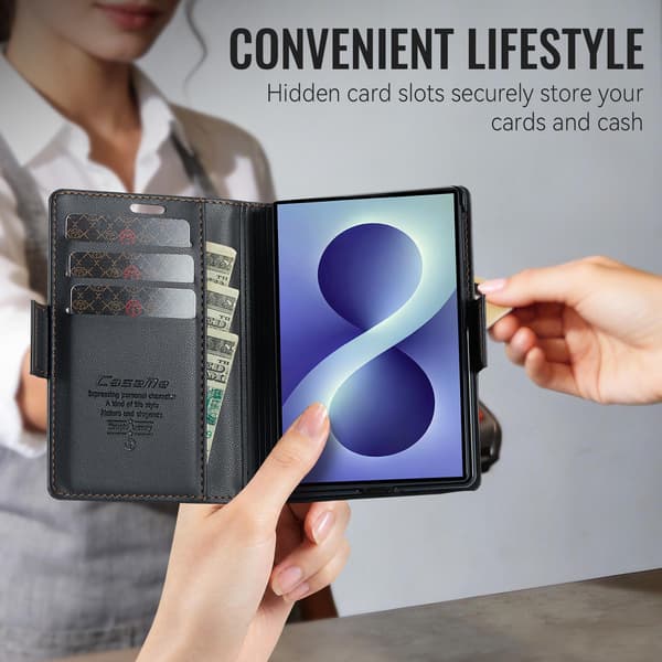 CASEME Glanset telefonlommebokdeksel til Samsung Galaxy Z Fold8 Black