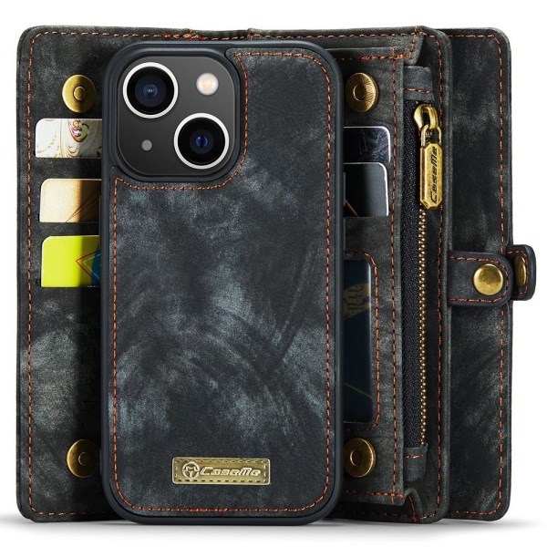 CASEME iPhone 15 Retro plånboksfodral - Svart Svart