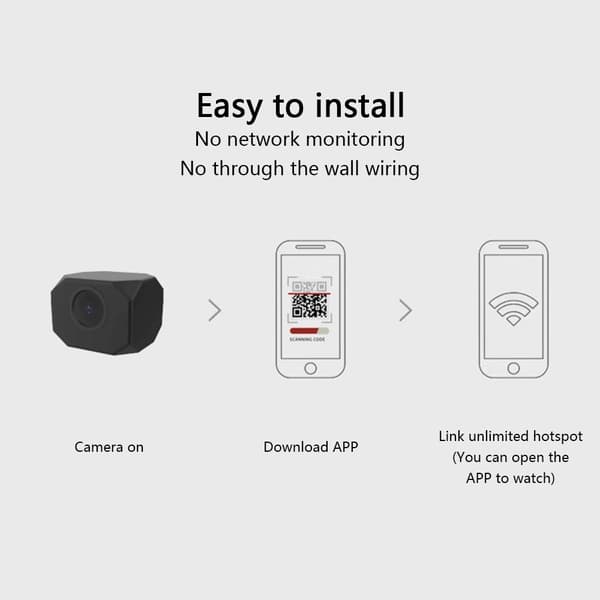 Hjemmesikkerhetsovervåking Mini WiFi-kamera i sanntid Black