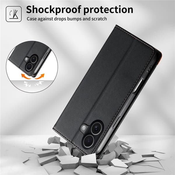 DIERFENG iPhone 17 Lompakkokotelo RFID Suoja Teline - Musta Black