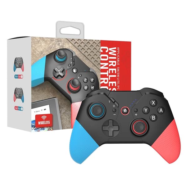 Kompatibel med Nintendo Switch trådlös spelkontroll Vibrationsdesign - Blå+Röd Röd