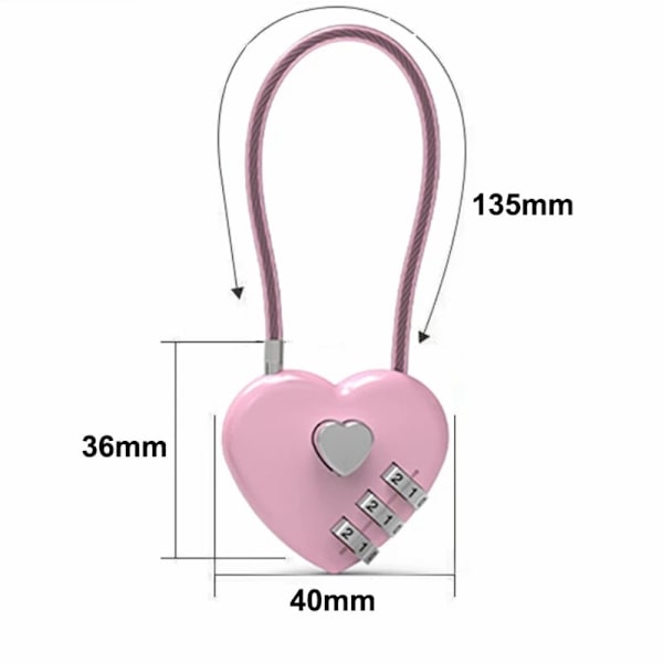 Sydän 30 cm yhdistelmälukko Riippulukko Säilytyskaappi koodilukko Red