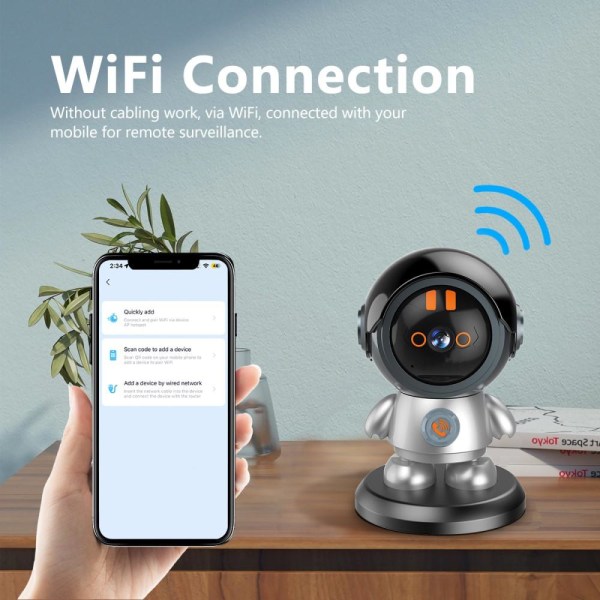 ESCAM 3MP Robotman H.265 WiFi IP-kamera Hjemmesikkerhed CCTV Black