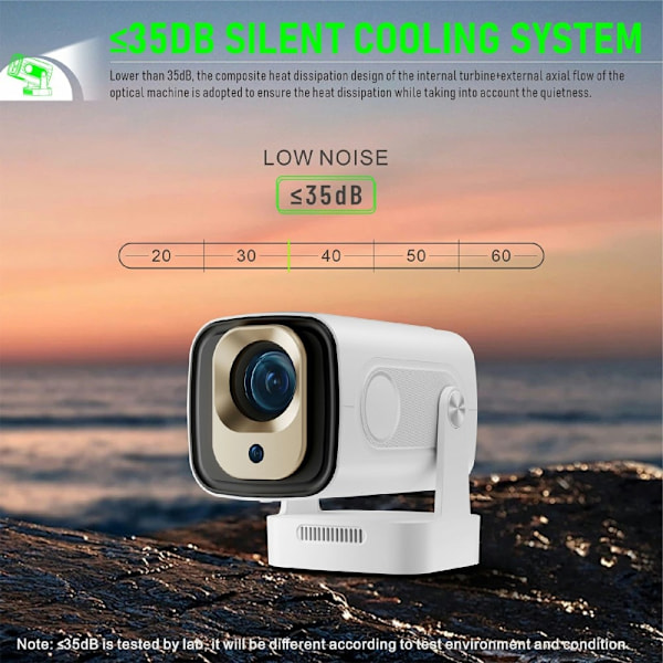 HY260 Pro -projektori 1 Gt + 8 Gt Android 11.0 WiFi6 BT5.4 Kotiteatteri 200 ANSI Lumenia White