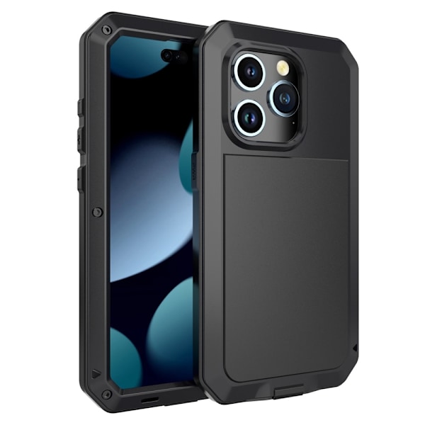 iPhone 15 Pro Max Heavy Duty Robust -hybridikotelo Shell + karkaistu lasi Black