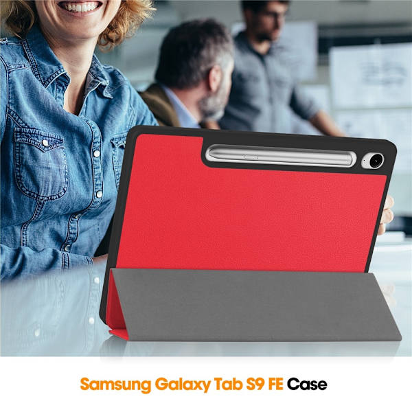 Trifoldet stativ Smart Taske til Samsung Galaxy Tab S10 Lite Red