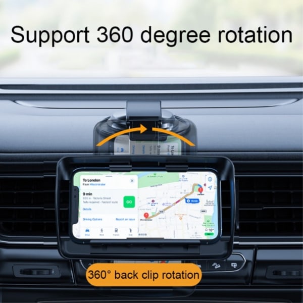 Auto Matkapuhelinteline 360° kääntyvä Tuulilasi Handsfree puheli Black