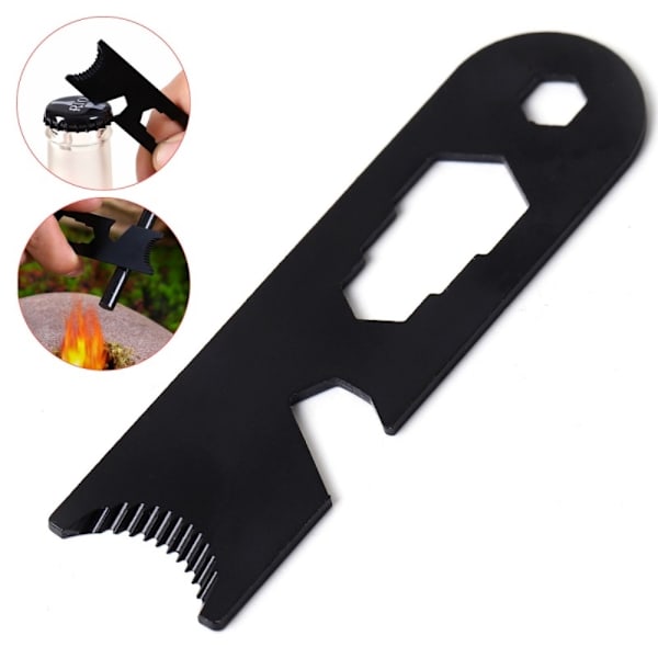 Camp Fire Starter Flintskrapa Fire Rod Striker Flasköppnare Svart one size