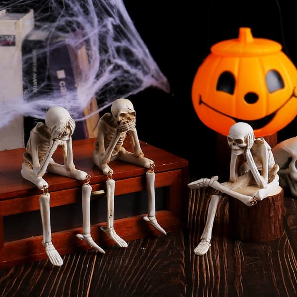 Halloween luurankohahmo Spooky Skull Decoration Party Haunted - See No Evil White