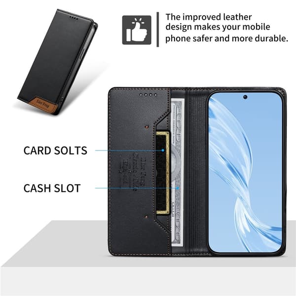 DIERFENG iPhone Air Lompakkokotelo RFID Suoja Teline - Musta Black