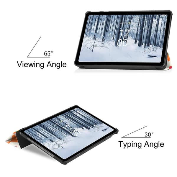 Nokia T21 Trifold Stand Sleep Wake - tabletin suojakotelo - Perhoset Multicolor
