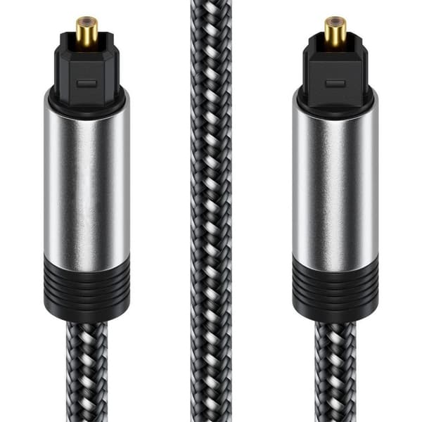 1m Optisk Kabel Nylonflätad SPDIF Guldpläterad Kontakt Optisk Toslink Svart