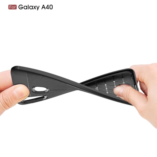 Samsung Galaxy A40 Litchi Skin Soft TPU telefoncover - sort Black