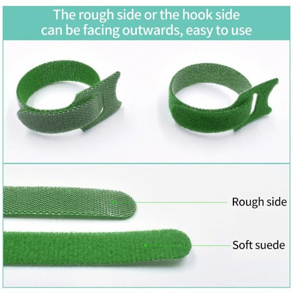10 stk Nylon Magic Tape Haveplante bindebånd 10x1cm Green