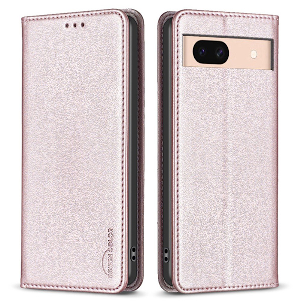 BINFEN COLOR Til Google Pixel 8a Etui PU Læder Telefoncover Pink gold