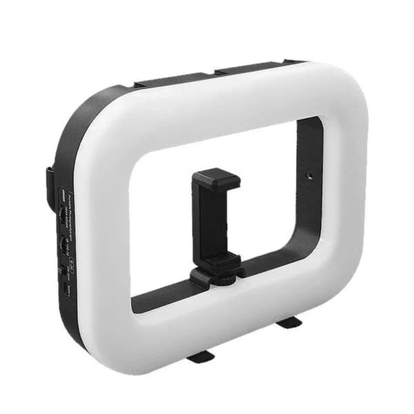 E-30 RGB LED-fotolys – bærbart lys, trinnløs dimming, telefonholder Black
