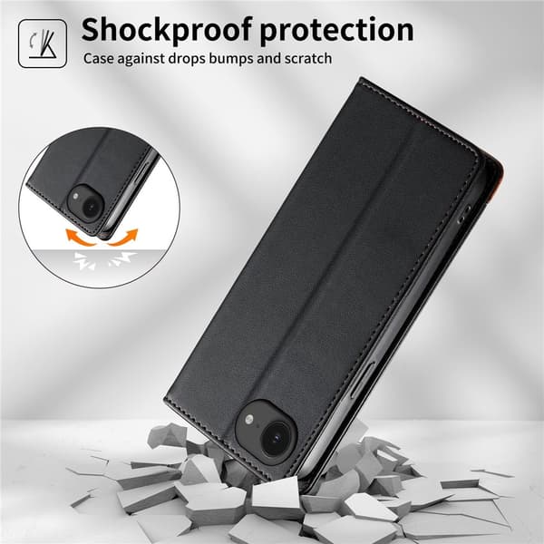 DIERFENG Til iPhone 17e / 16e Pungcover RFID Beskyttelse Stander - Sort Black