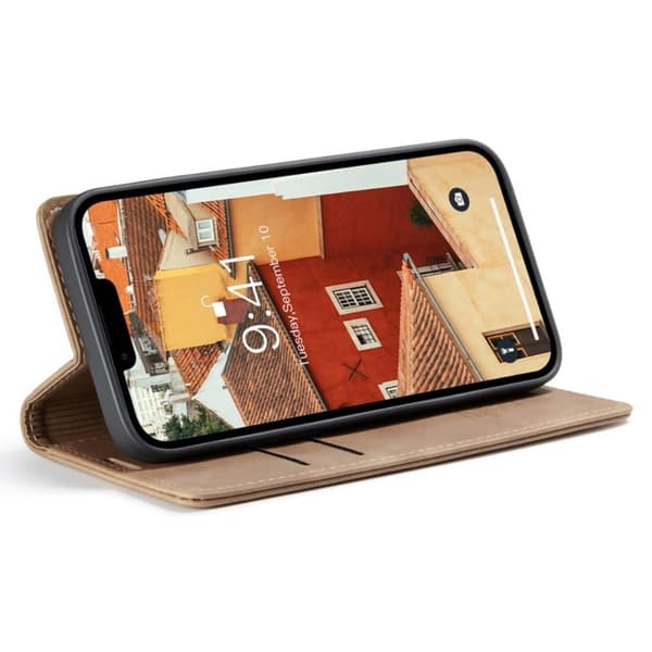 CASEME Retro Lommebok Etui for iPhone 14 Plus - Lys Brun Brown