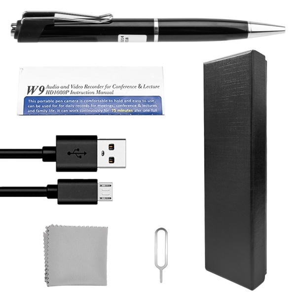 1080P Skjult kamera Pen Videooptagelse fotografi lomme Black
