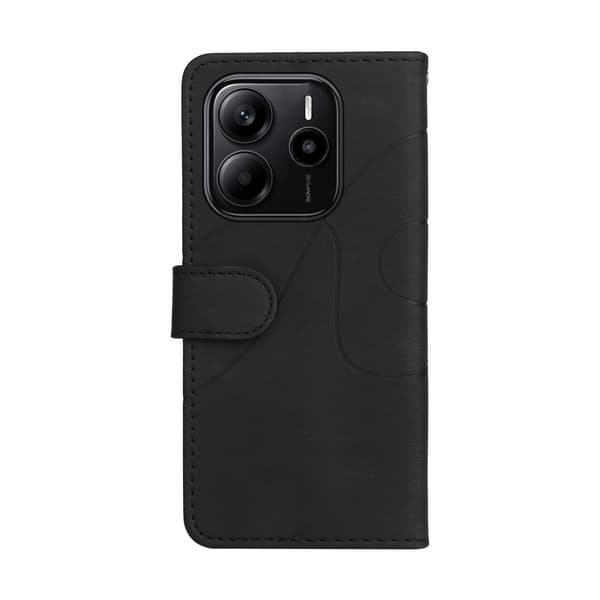 Til Xiaomi Redmi Note 14 4G KT-serie-1 dobbeltfarve tegnebog Black