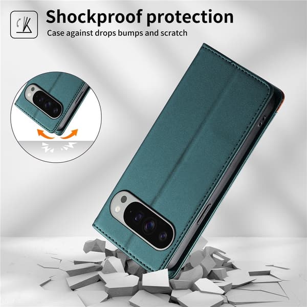 DIERFENG Puhelimen Lompakkokotelo Kulmalogolla Google Pixel 11 Pro XL:lle Green