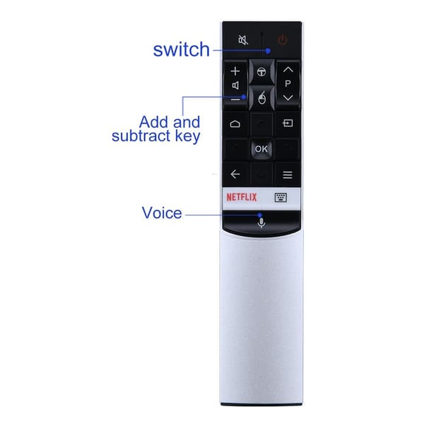 Fjernkontroll utskiftning for RC602S JUR1 for TCL TV stemmeaktivert Silver