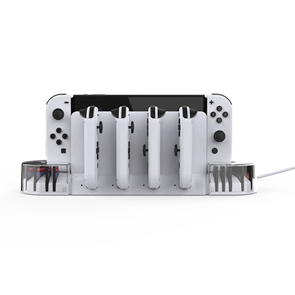 Kompatibel med Nintendo Switch Switch OLED Laddningsställ Laddningsdocka Hållare Vit
