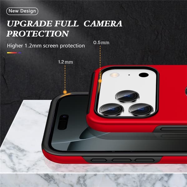 For iPhone 17 Pro Hybrid-deksel med Fingerring Red