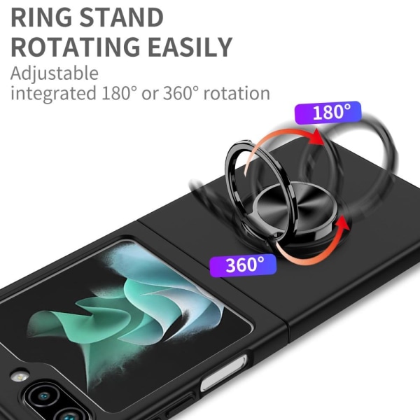 För Samsung Galaxy Z Flip5 5G Fodral Skal Ring bilfäste - svart Svart