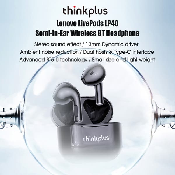 LENOVO LP40 LivePods Bluetooth - headset TWS øretelefoner Black