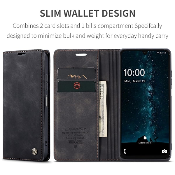 CASEME Retro Lompakkokotelo Samsung Galaxy A26 Black