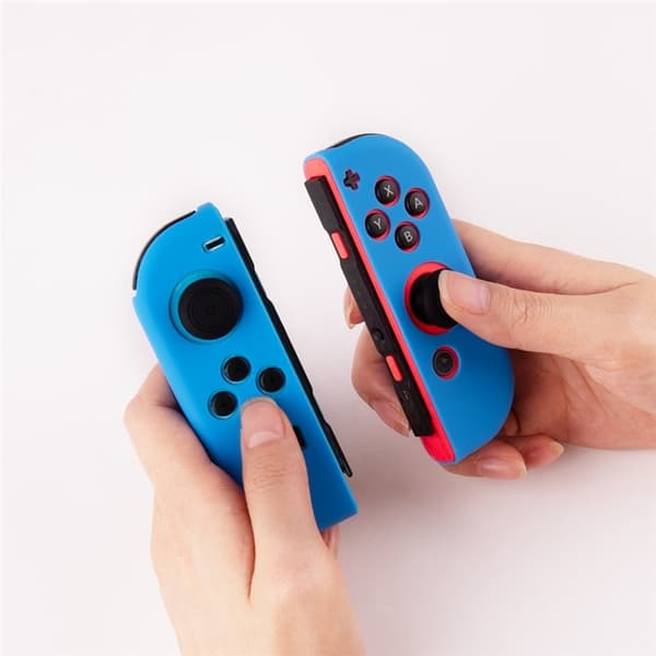 Silikonecover kompatibelt med Nintendo Switch + tommelfingergrebsbeskytter - blå Blue