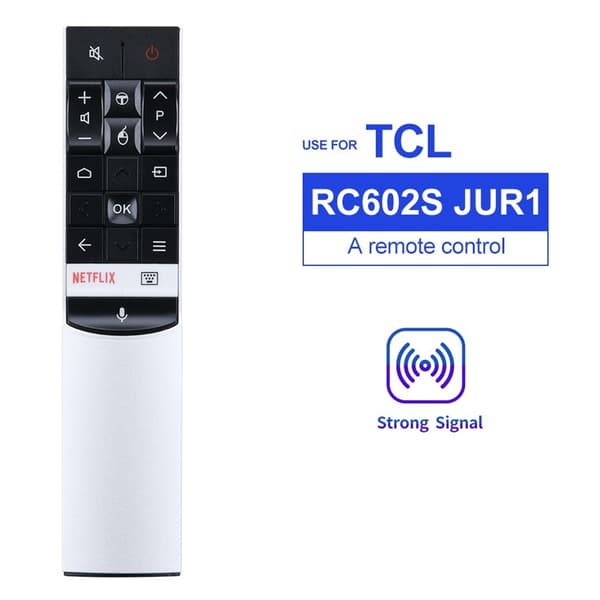 Fjernkontroll utskiftning for RC602S JUR1 for TCL TV stemmeaktivert Silver