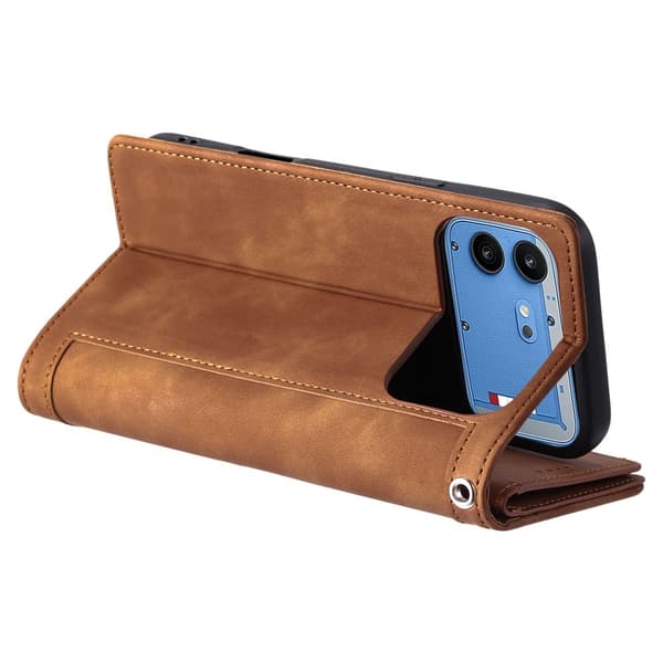 Mobilfodral med kortfack och handledsrem till Nothing Phone (4b) Brun