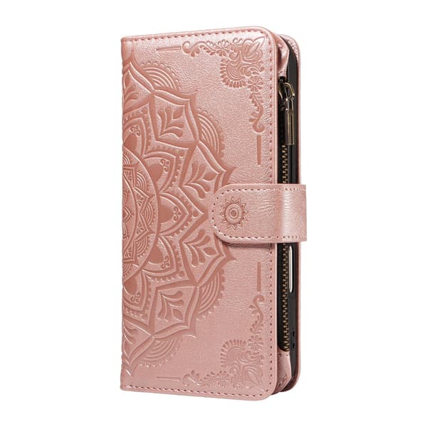 Mandala-präglat Plånboksfodral med Handledsrem till Sony Xperia 1 VIII Rosa guld