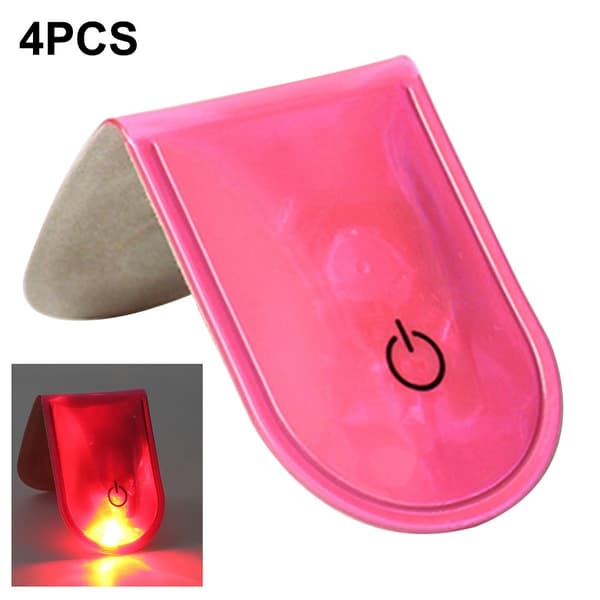 4 stk LED-lys Magnetiske klips Sikkerhet Løping Natt Campingaktiviteter - Rosa Pink