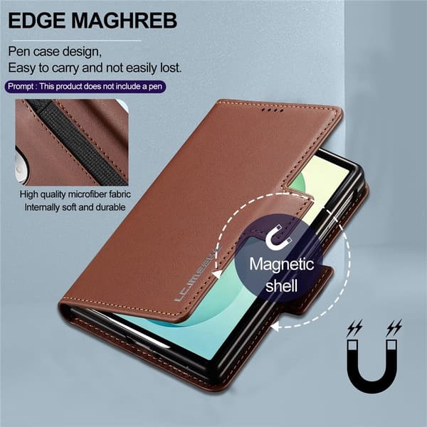 LC.IMEEKE Telefonplånboksfodral med stöd till Samsung Galaxy Z Fold8 Brun